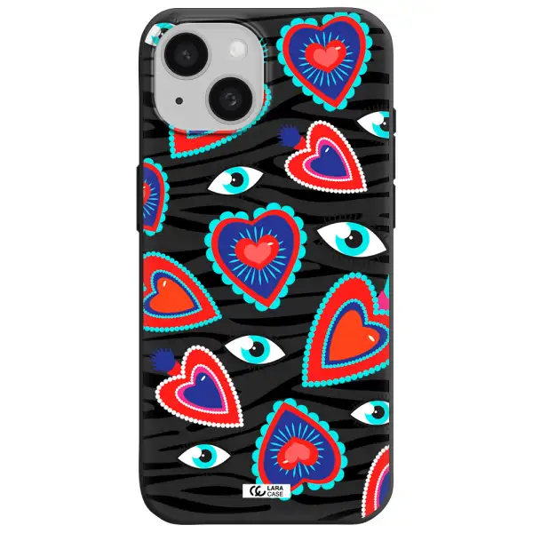 Eye Heart Apple iPhone 15 Silicone black Case