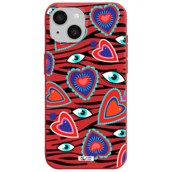 Eye Heart Apple Iphone 15 Silicone Imperial Red Case