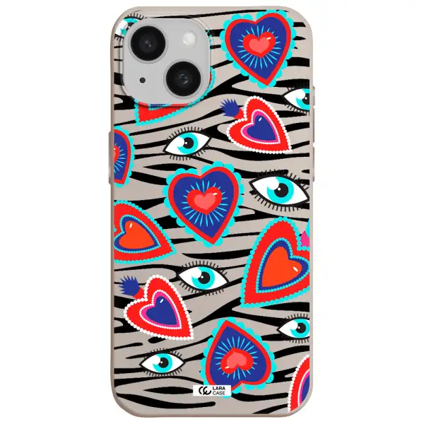 Eye Heart Apple iPhone 15 Silicone Stone Case