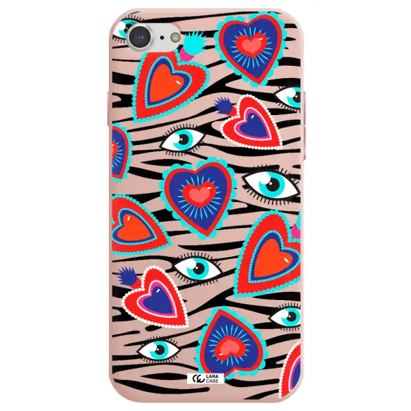 Eye Heart Apple iPhone 8 Silicone pastel pink Case