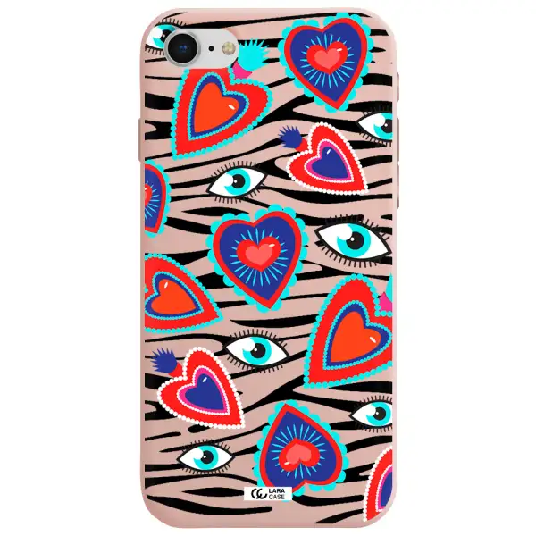 Eye Heart Apple iPhone se 2020 Silicone pastel pink Case