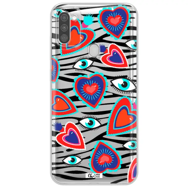 Eye Heart Samsung M11 Clear TPU Case