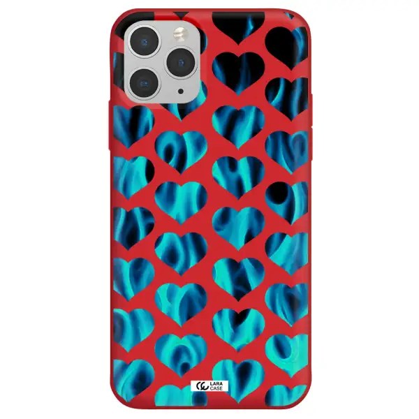 Heart Flame Apple iPhone 11 pro max Silicone Imperial Red Case