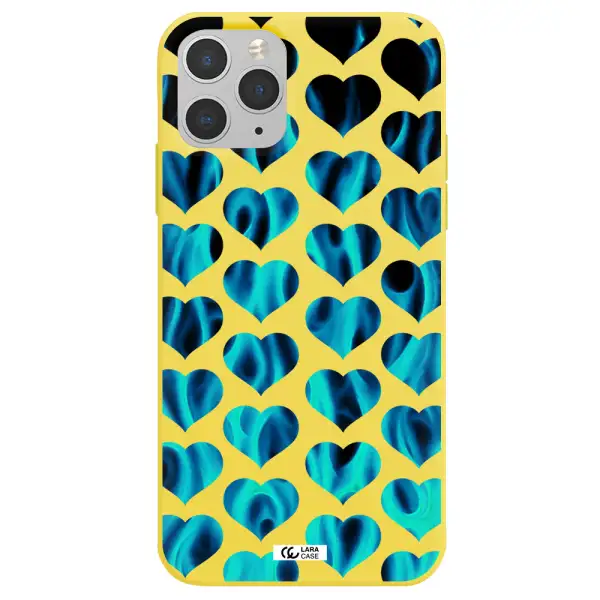 Heart Flame Apple iPhone 11 pro Silicone canary yellow Case