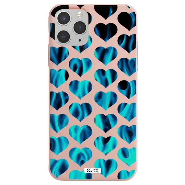 Heart Flame Apple iPhone 11 pro Silicone pastel pink Case