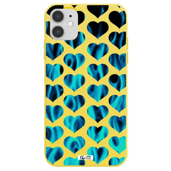 Heart Flame Apple iPhone 11 Silicone canary yellow Case