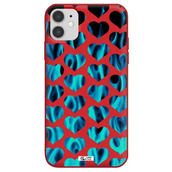 Heart Flame Apple iPhone 11 Silicone Imperial Red Case