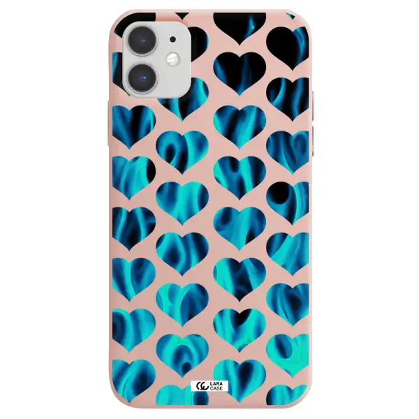 Heart Flame Apple iPhone 11 Silicone pastel pink Case