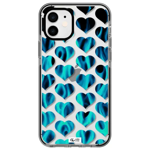 Heart Flame Apple iPhone 12 impact black border Case