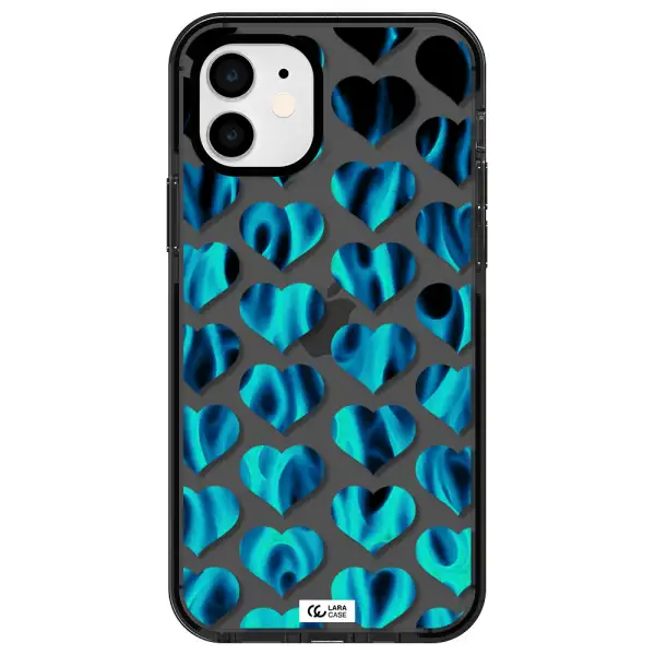 Heart Flame Apple iPhone 12 impact Smoke Black Case