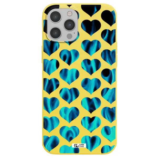 Heart Flame Apple iPhone 12 pro max Silicone canary yellow Case