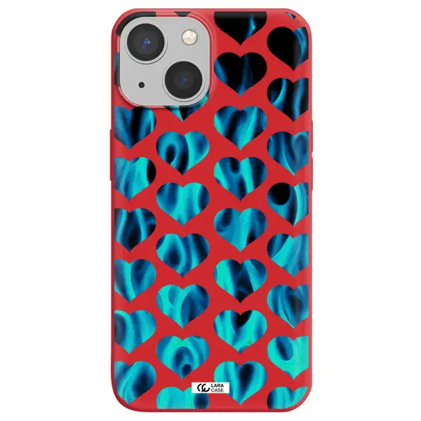 Heart Flame Apple iPhone 13 mini Silicone Imperial Red Case