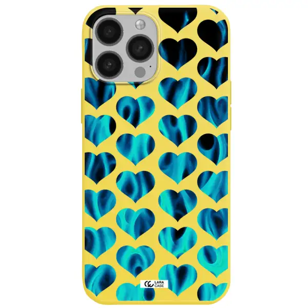 Heart Flame Apple iPhone 13 Pro Max Silicone canary yellow Case