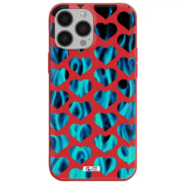 Heart Flame Apple iPhone 13 Pro Max Silicone Imperial Red Case