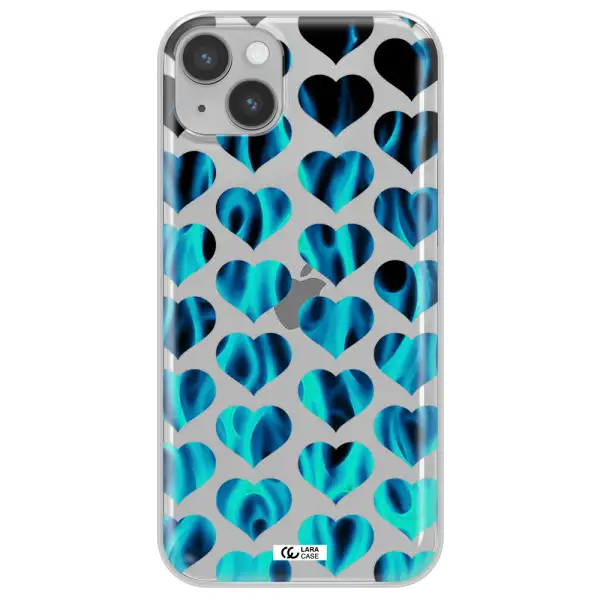 Heart Flame Apple iPhone 14 plus Clear TPU Case