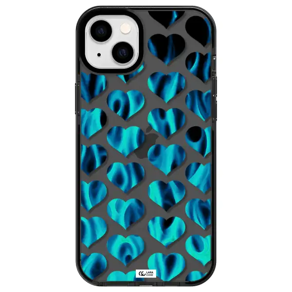 Heart Flame Apple iPhone 14 plus impact Smoke Black Case