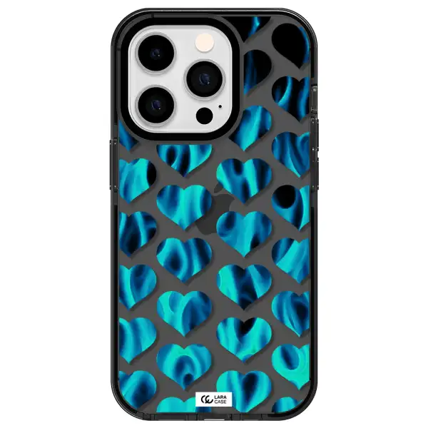 Heart Flame Apple iPhone 14 pro impact Smoke Black Case