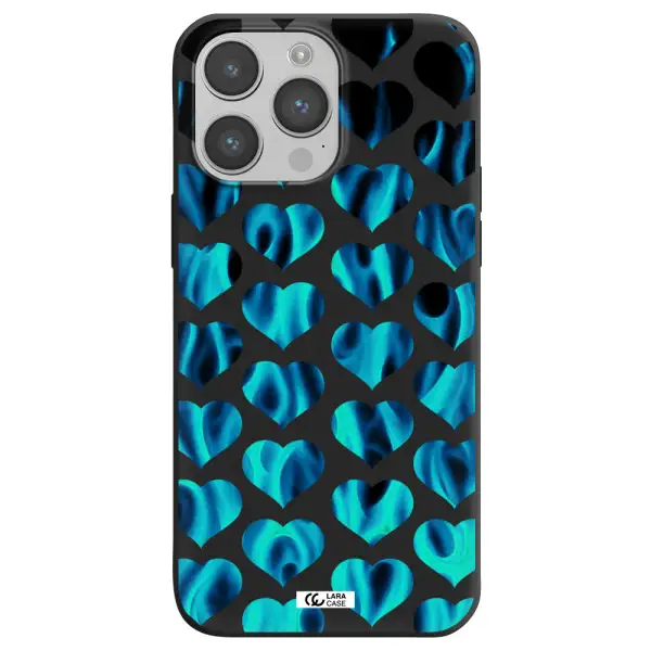 Heart Flame Apple iPhone 14 pro max Silicone black Case