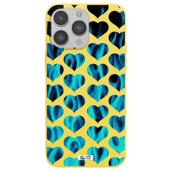 Heart Flame Apple iPhone 14 pro max Silicone canary yellow Case