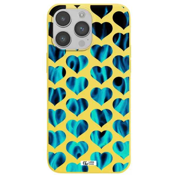 Heart Flame Apple iPhone 14 pro Silicone canary yellow Case