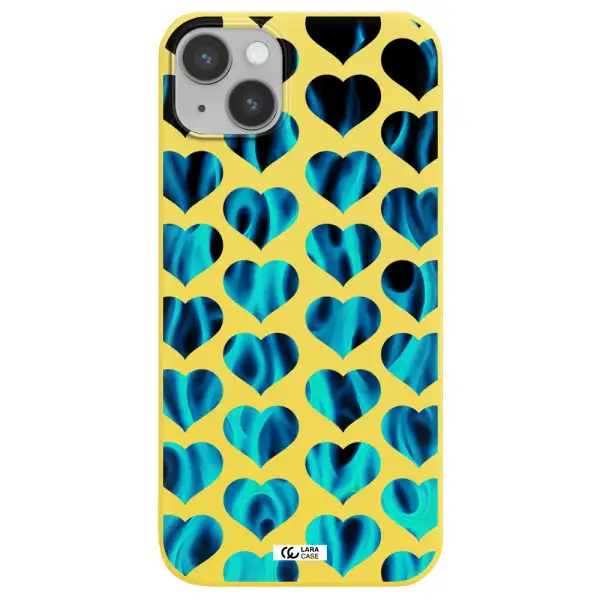 Heart Flame Apple iPhone 14 Silicone canary yellow Case