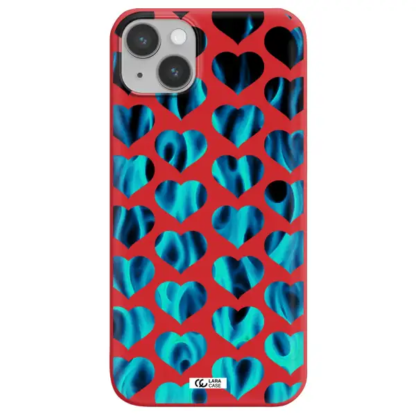 Heart Flame Apple iPhone 14 Silicone Imperial Red Case