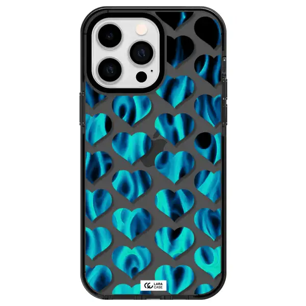 Heart Flame Apple iPhone 15 Pro impact Smoke Black Case
