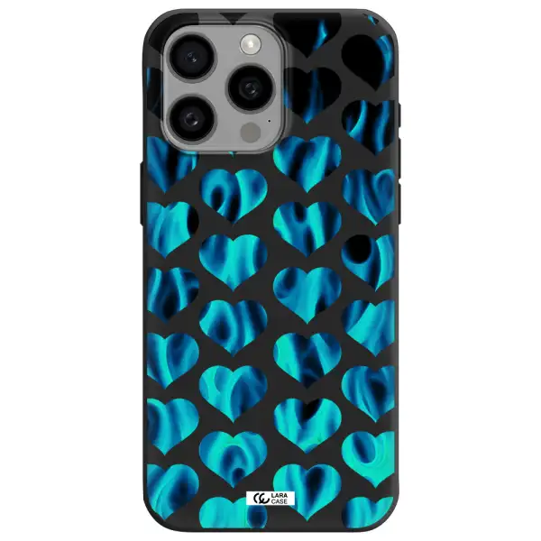 Heart Flame Apple Iphone 15 Pro max Silicone black Case