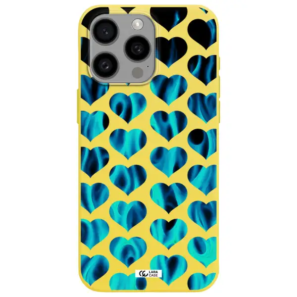 Heart Flame Apple Iphone 15 Pro max Silicone canary yellow Case