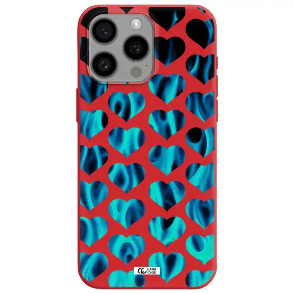 Heart Flame Apple Iphone 15 Pro Max Silicone Imperial Red Case