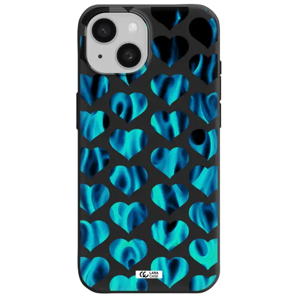 Heart Flame Apple iPhone 15 Silicone black Case