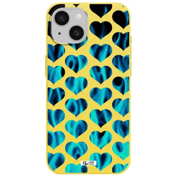 Heart Flame Apple iPhone 15 Silicone canary yellow Case