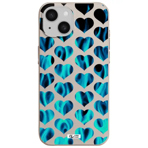 Heart Flame Apple iPhone 15 Silicone Stone Case