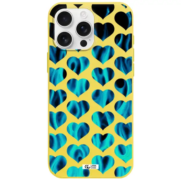 Heart Flame Apple Iphone 16 Pro Max Silicone Canary Yellow Case