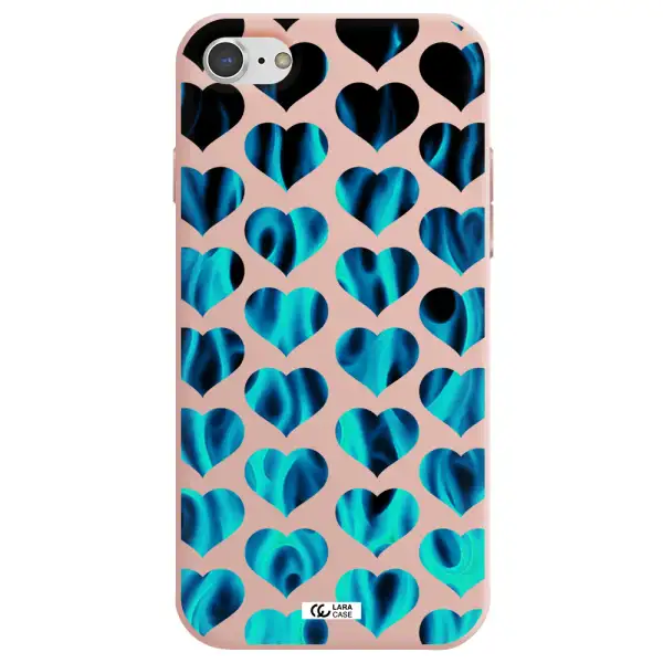 Heart Flame Apple iPhone 7 Silicone pastel pink Case