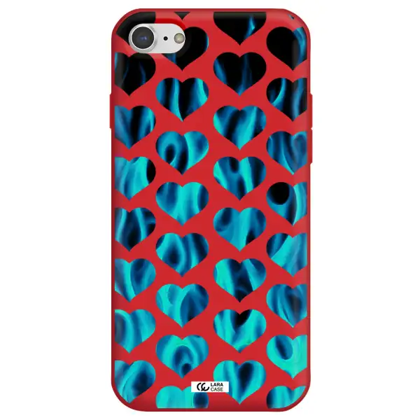 Heart Flame Apple iPhone 8 Silicone Imperial Red Case
