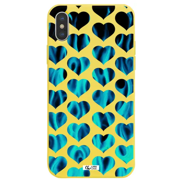Heart Flame Apple iPhone X Silicone canary yellow Case