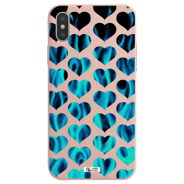 Heart Flame Apple iPhone X Silicone pastel pink Case