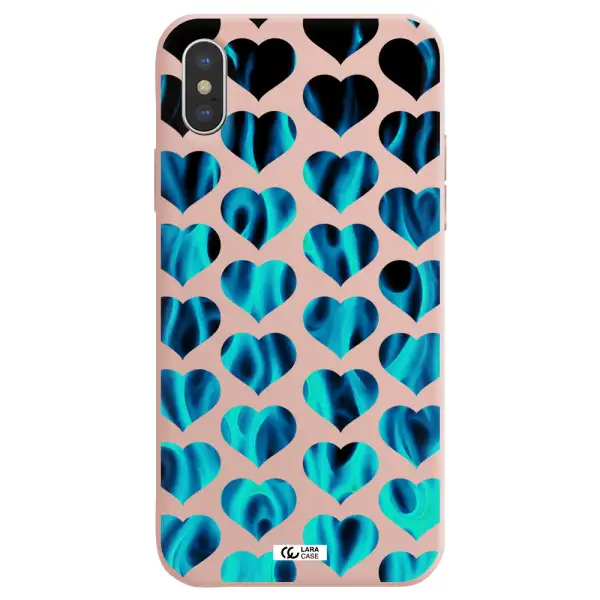 Heart Flame Apple iPhone XS Silicone pastel pink Case