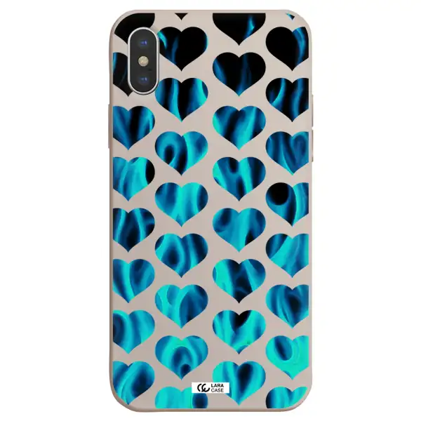 Heart Flame Apple iPhone XS Silicone Stone Case