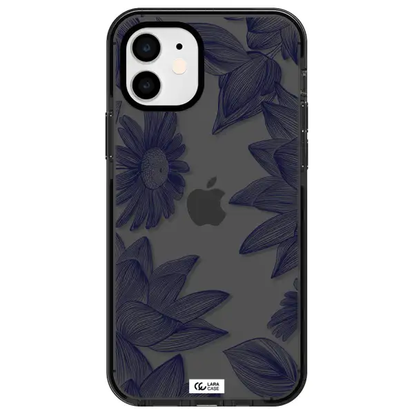 Blue Line Flower Apple iPhone 11 impact Smoke Black Case