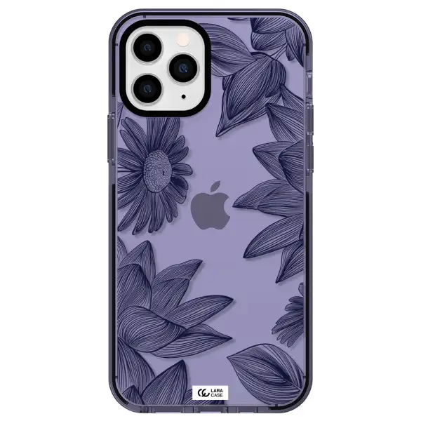 Blue Line Flower Apple iPhone 11 pro impact Lilac Case
