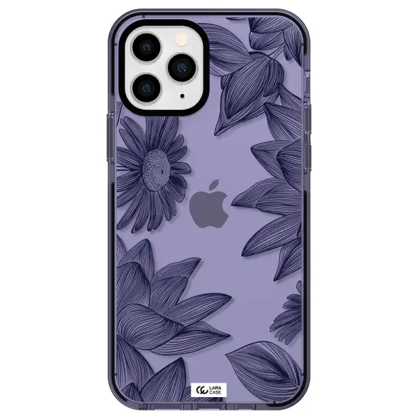 Blue Line Flower Apple iPhone 11 pro max impact Lilac Case