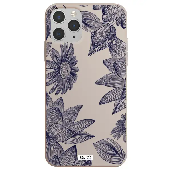 Blue Line Flower Apple iPhone 11 pro Silicone Stone Case