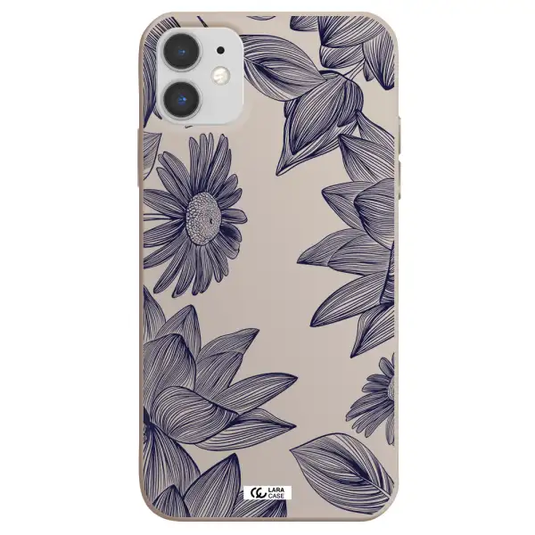 Blue Line Flower Apple iPhone 11 Silicone Stone Case