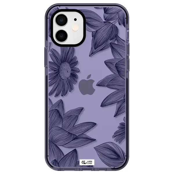 Blue Line Flower Apple iPhone 12 impact Lilac Case