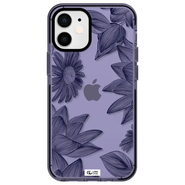 Blue Line Flower Apple iPhone 12 mini impact Lilac Case