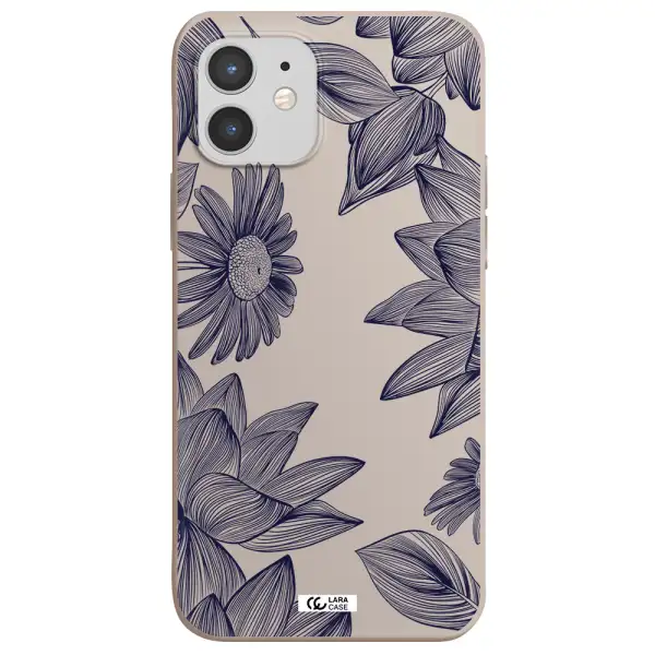 Blue Line Flower Apple iPhone 12 mini Silicone Stone Case