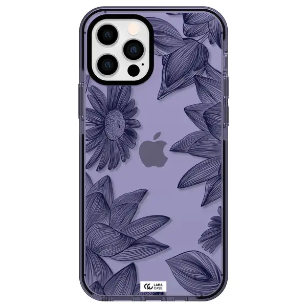 Blue Line Flower Apple iPhone 12 pro impact Lilac Case