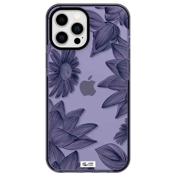 Blue Line Flower Apple iPhone 12 pro max impact Lilac Case